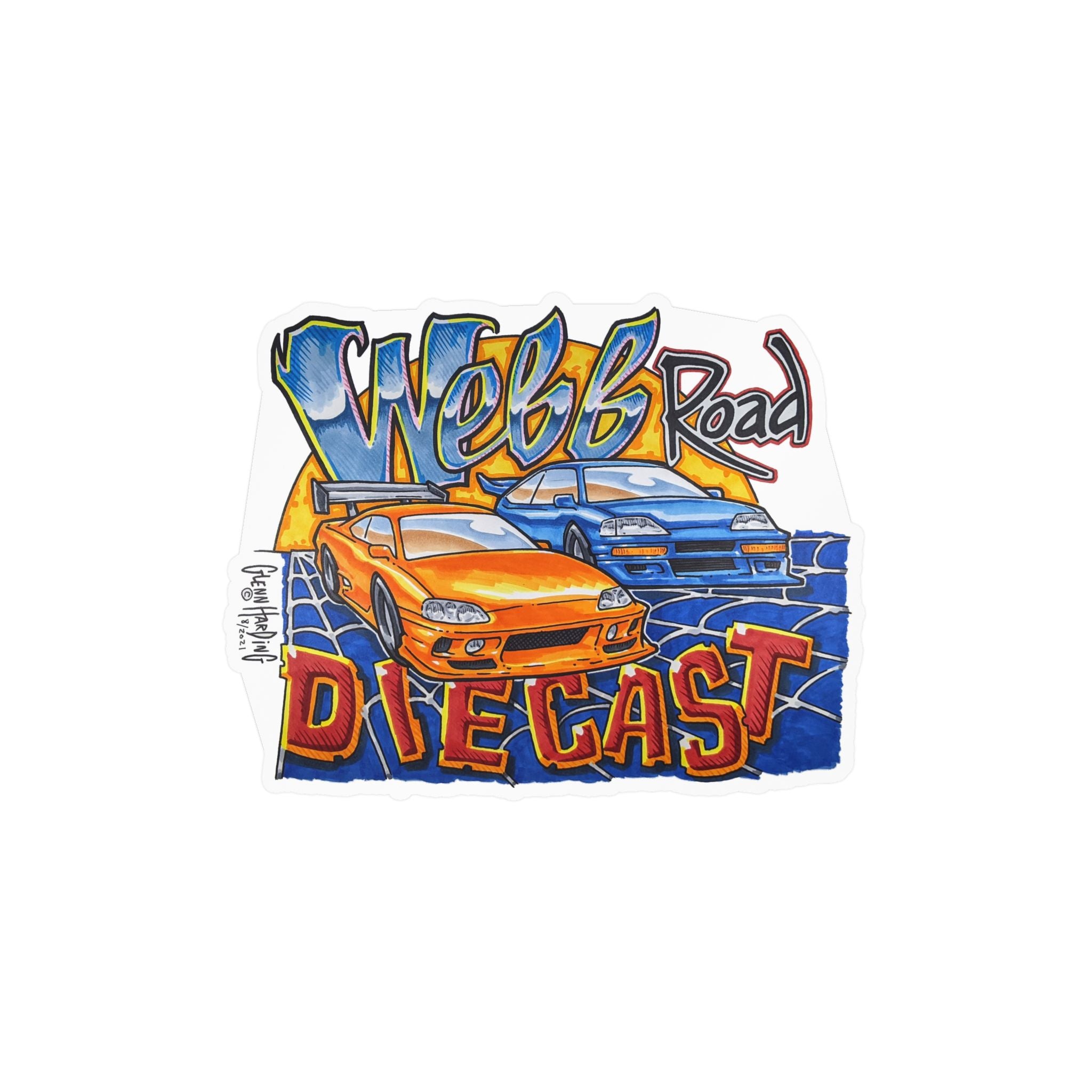 Diecast Car Kiss-Cut Vinyl Decal — "Webb Road" Racing Graphic