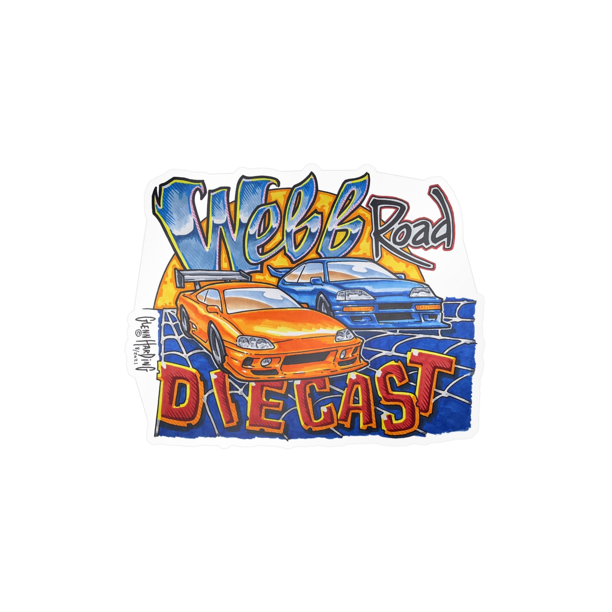 Diecast Car Kiss-Cut Vinyl Decal — "Webb Road" Racing Graphic